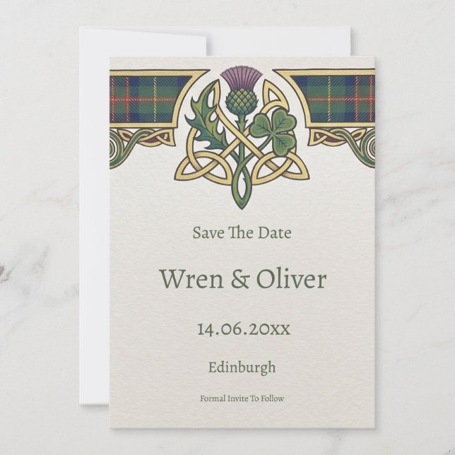 Carte de sauvegarde de date de mariage Shamrock Th (Devant)