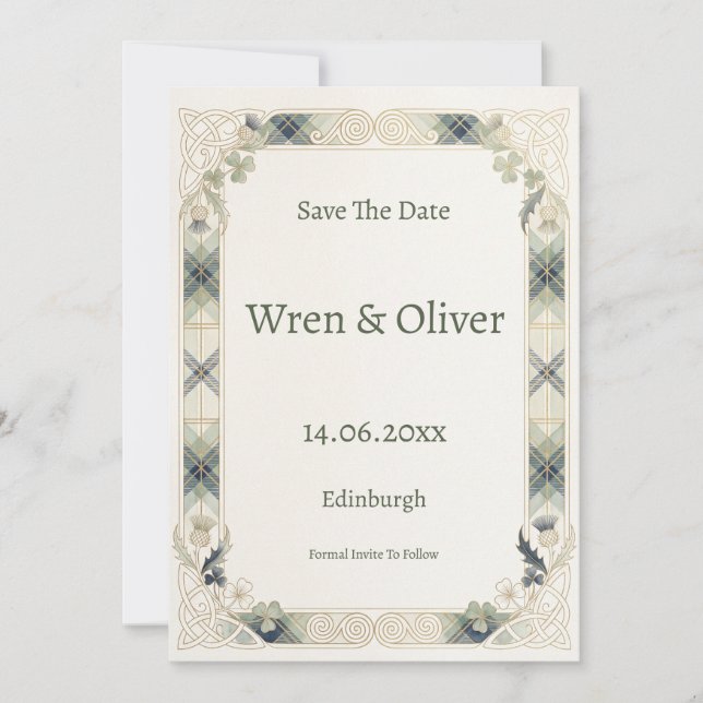 Carte de sauvegarde de date de mariage Shamrock Th (Devant)