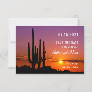 Carte de sauvegarde de date de paysage avec cactus