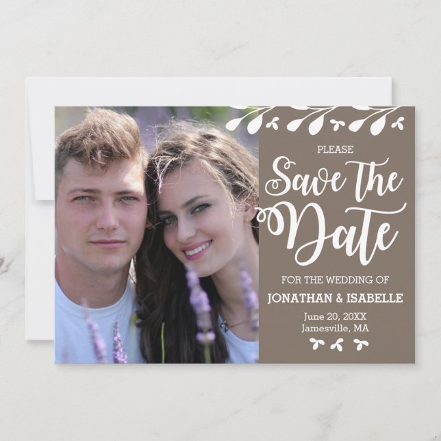 Carte de sauvegarde de date de photo florale boho  (Devant)