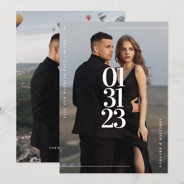 Carte de sauvegarde de date de photo moderne et si (Devant / Derrière)