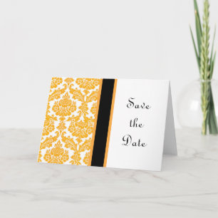 carte de sauvegarde de date en damas jaune