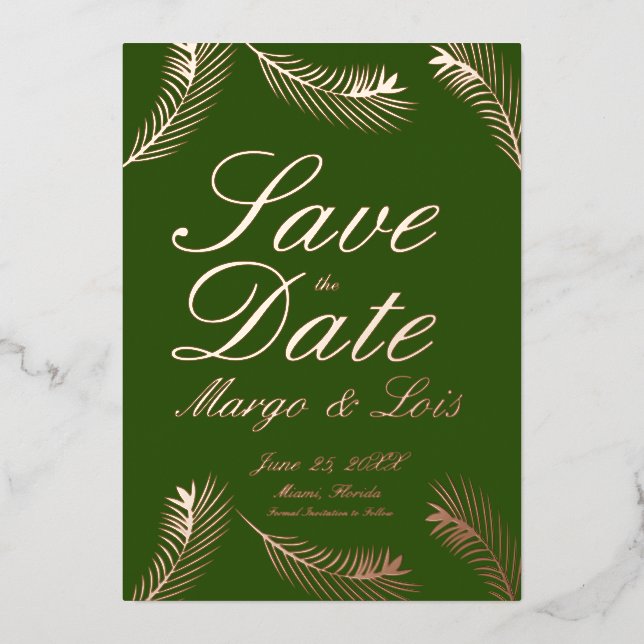 Carte de sauvegarde de date en feuille de palmier  (Recto)