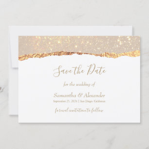 Carte de sauvegarde de date en marbre doré blanc p