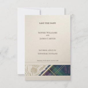 Carte de sauvegarde de date en tartan Thistle Navy