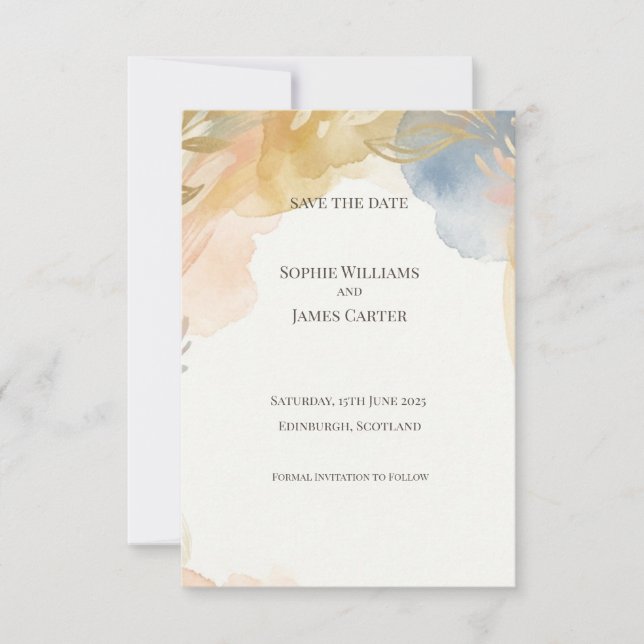 Carte de sauvegarde de date florale Blush Sage (Devant)
