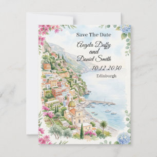 Carte de sauvegarde de date florale côtière rose