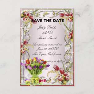 Carte de sauvegarde de date florale de tulipe colo