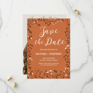 Carte de sauvegarde de date florale en terracotta 
