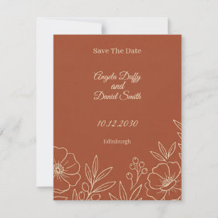 Carte de sauvegarde de date florale en terracotta
