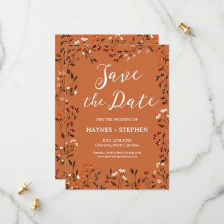 Carte de sauvegarde de date florale en terracotta 