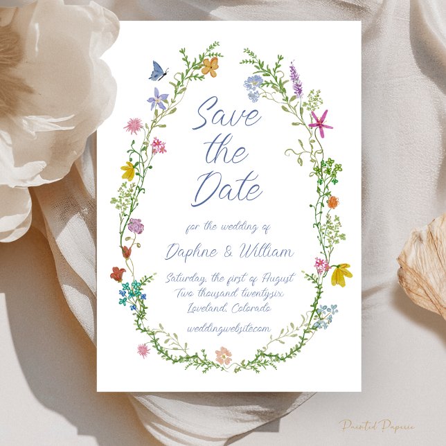 Carte de sauvegarde de date florale fantaisiste (Whimsical Floral Save the Date Card
)