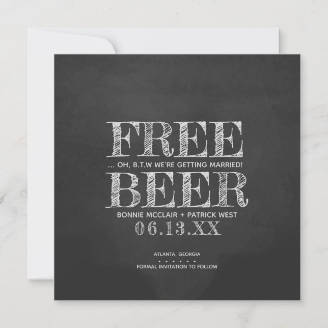 Carte de sauvegarde de date fun chalkboard bière g (Devant)