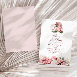 Carte de sauvegarde de date Hydrangea Rose Poussié