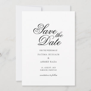 Carte de sauvegarde de date minimale blanche scrip