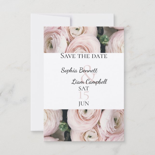 Carte de sauvegarde de date moderne rose blush à p (Devant)