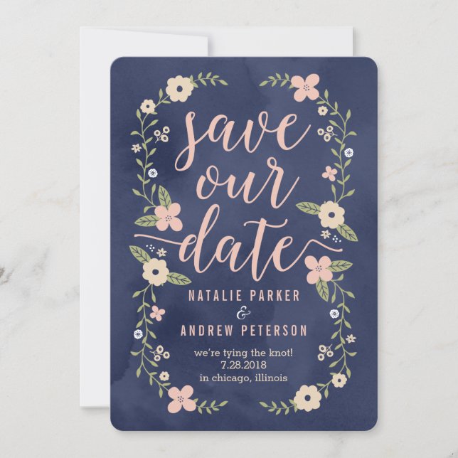 Carte de sauvegarde de date modifiable de beauté f (Devant)