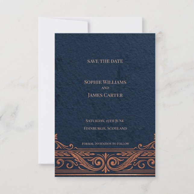 Carte de sauvegarde de date Navy Copper Celtic (Devant)