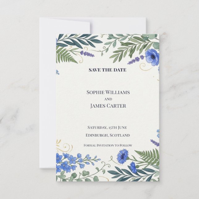 Carte de sauvegarde de date Navy Fern (Devant)