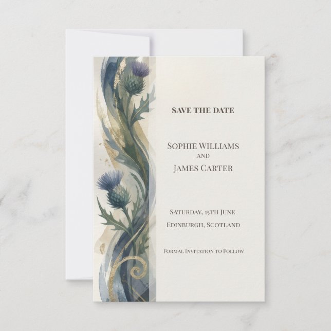 Carte de sauvegarde de date Navy Thistle (Devant)