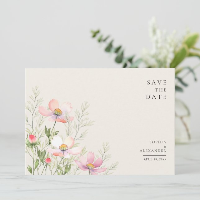 Carte de sauvegarde de date plate pour un mariage  (Debout devant)