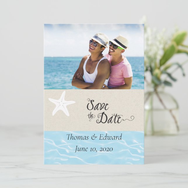 Carte de sauvegarde de date plate tropicale (Debout devant)