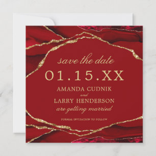 Carte de sauvegarde de date Red and Gold Agate