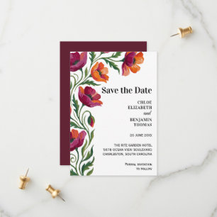 Carte de sauvegarde de date Red Orange Poppy