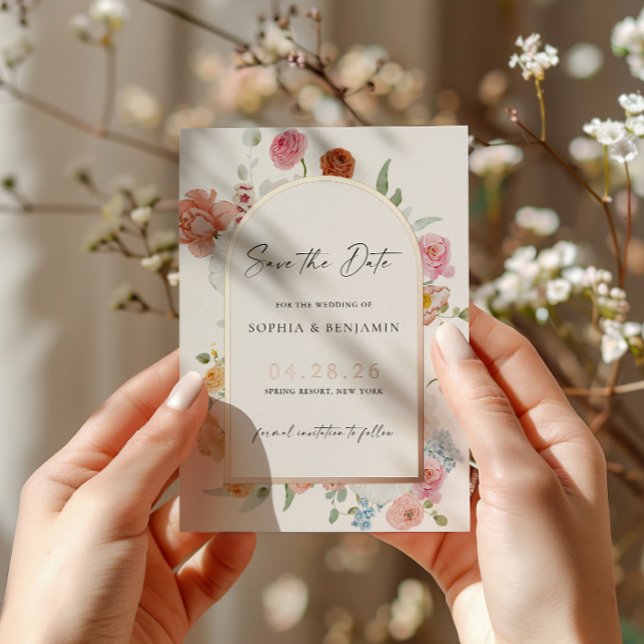 Carte de sauvegarde de date Rose Gold Fleurs de Pr (Créateur téléchargé)