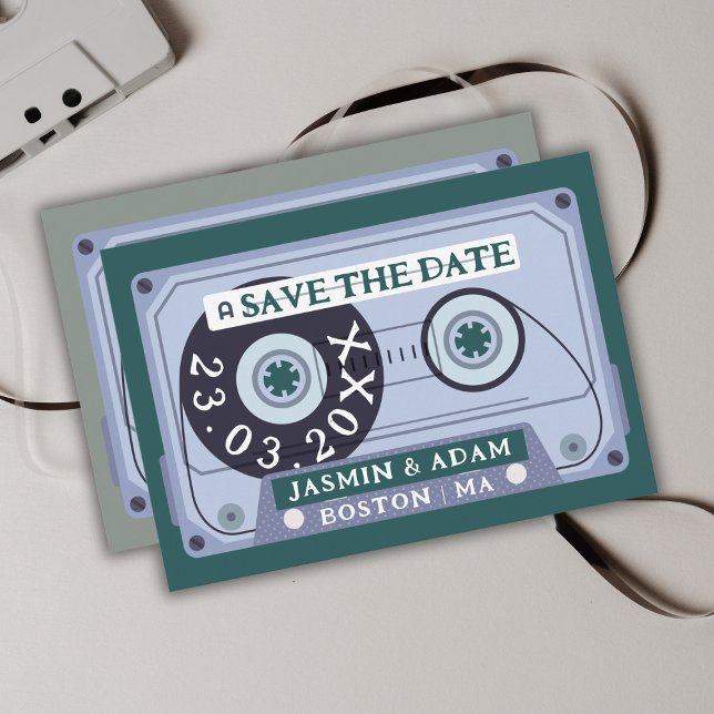 Carte de sauvegarde de date ruban de cassette vert (Créateur téléchargé)