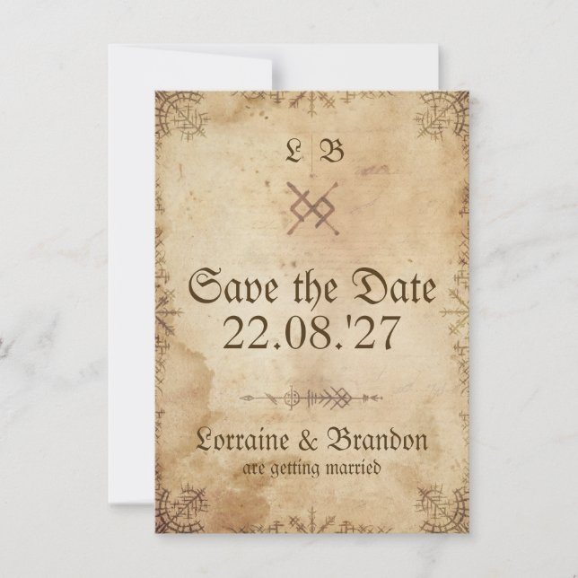 Carte de sauvegarde de date rustique Viking Norse (Devant)