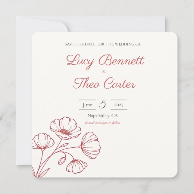 Carte de sauvegarde de date Scarlet Poppy (Devant)