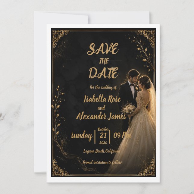 Carte de sauvegarde de date Timeless Black (Devant)