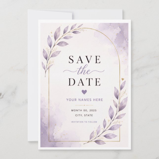 Carte de sauvegarde de date violette (Devant)
