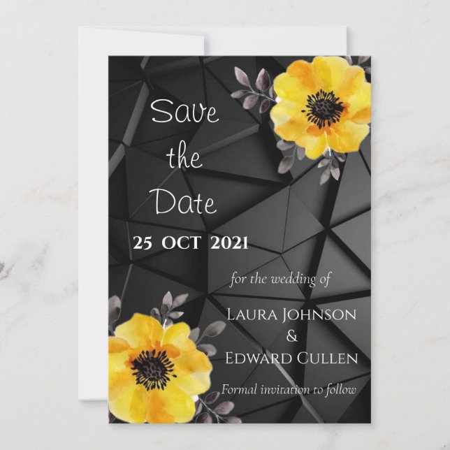 Carte de sauvegarde de la date de mariage jaune no (Devant)