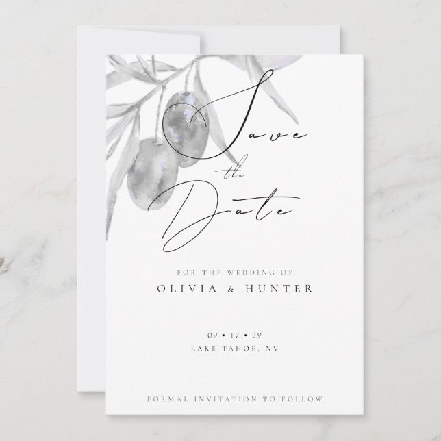 Carte de sauvegarde de mariage à branche d'olive a (Devant)