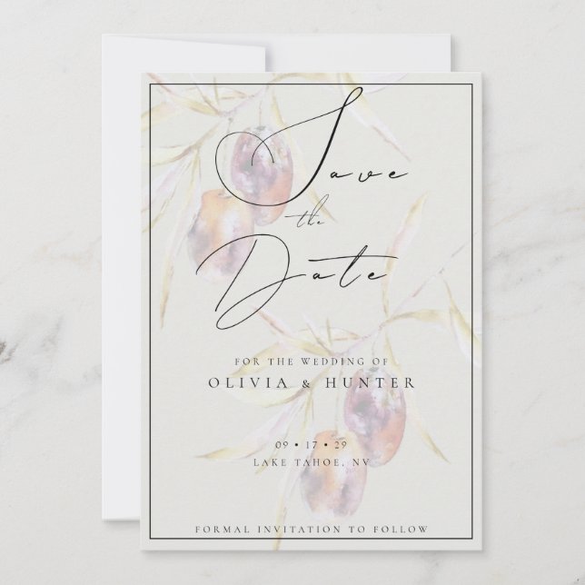 Carte de sauvegarde de mariage à branche d'olive a (Devant)