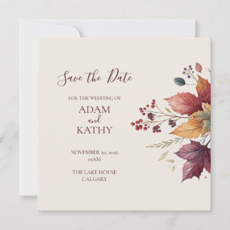 Carte de sauvegarde de mariage à feuilles d'érable