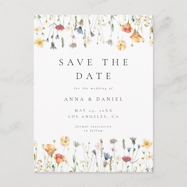 Carte de sauvegarde de mariage à fleurs sauvages B (Devant)