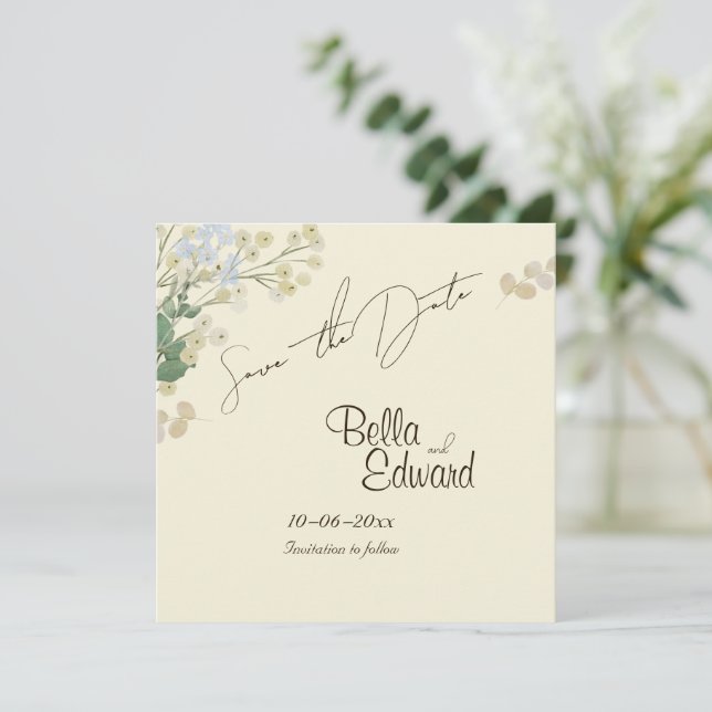 Carte de sauvegarde de mariage à la florale délica (Debout devant)
