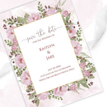 Carte de sauvegarde de mariage à la pivoine rose t