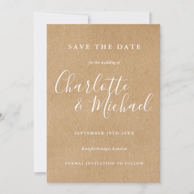 Carte de sauvegarde de mariage à signature rustiqu (Devant)