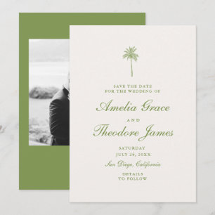 Carte de sauvegarde de mariage aux palmiers tropic