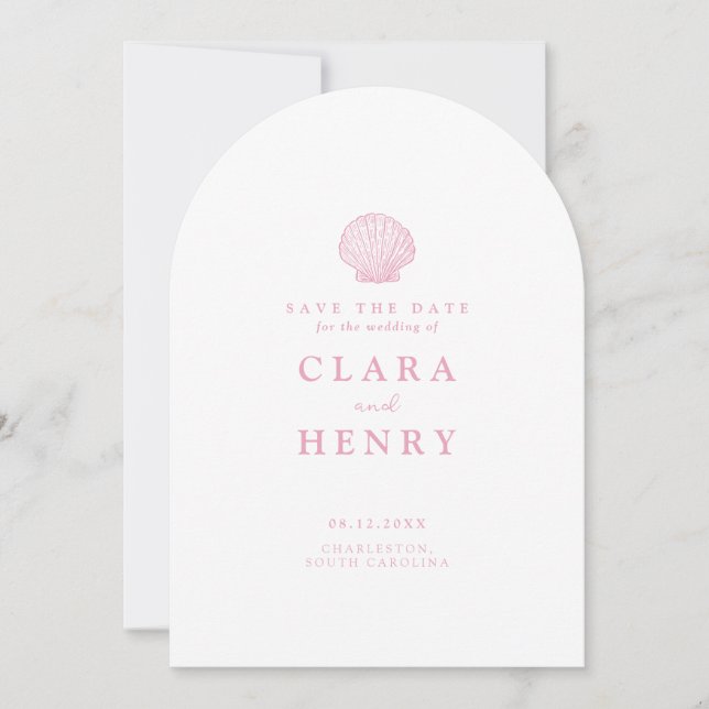 Carte de sauvegarde de mariage Coquillage Rose Blu (Devant)