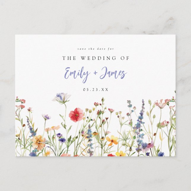 Carte de sauvegarde de mariage de fleurs sauvages  (Devant)