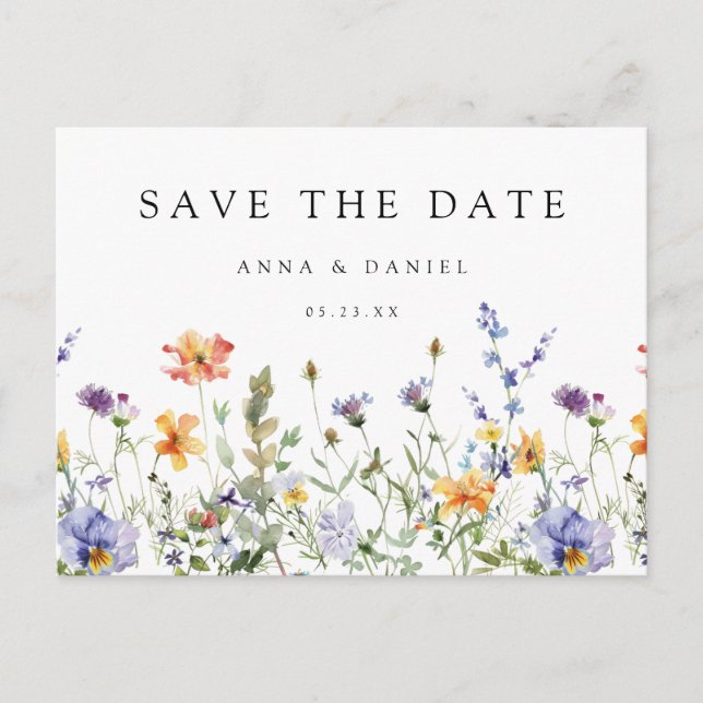 Carte de sauvegarde de mariage de jardin de fleurs (Devant)