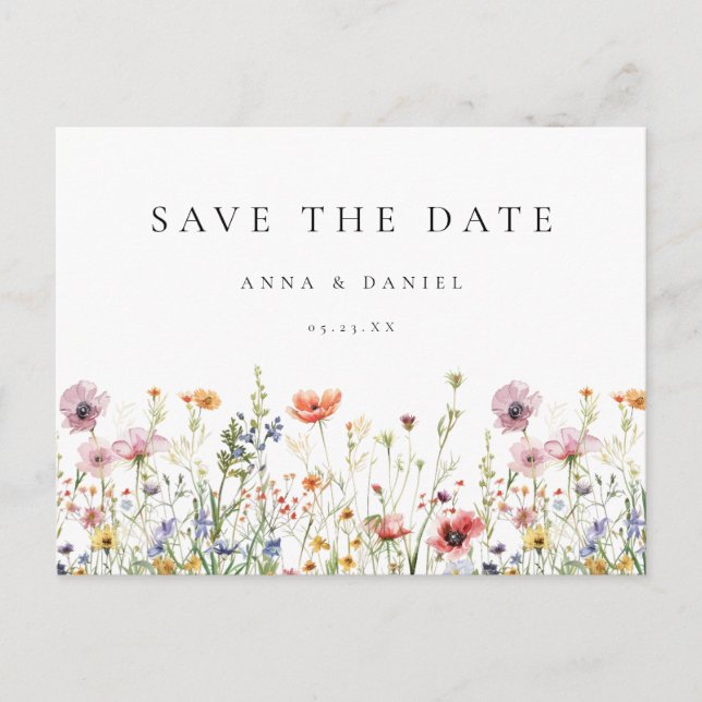 Carte de sauvegarde de mariage de jardin floral (Devant)