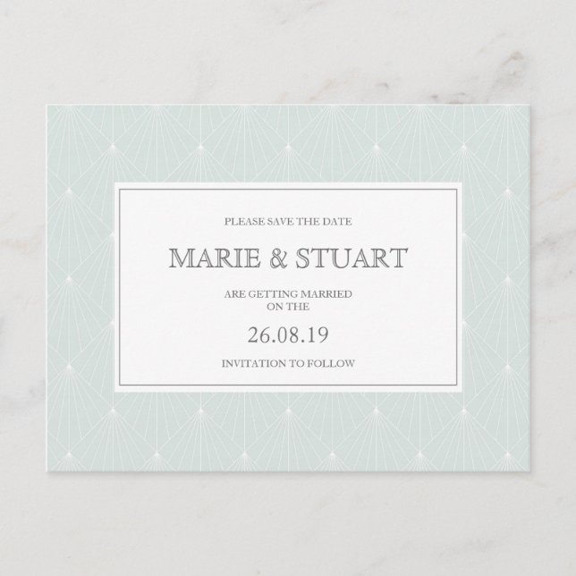 Carte de sauvegarde de mariage déco vert pastel (Devant)