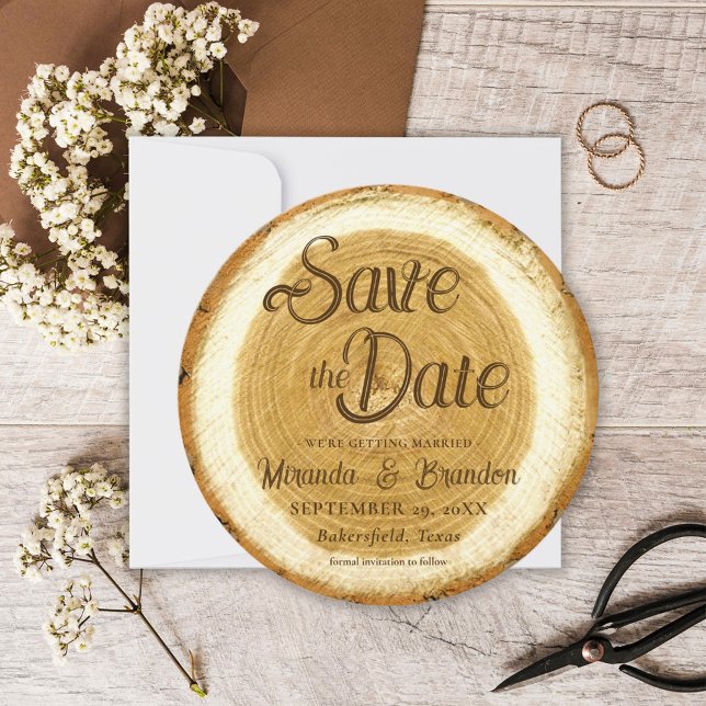 Carte de sauvegarde de mariage en tranche de bois  (Créateur téléchargé)