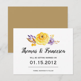 Carte de sauvegarde de mariage floral aquarelle
